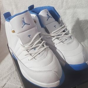 White and Blue Air Jordan Sneakers
